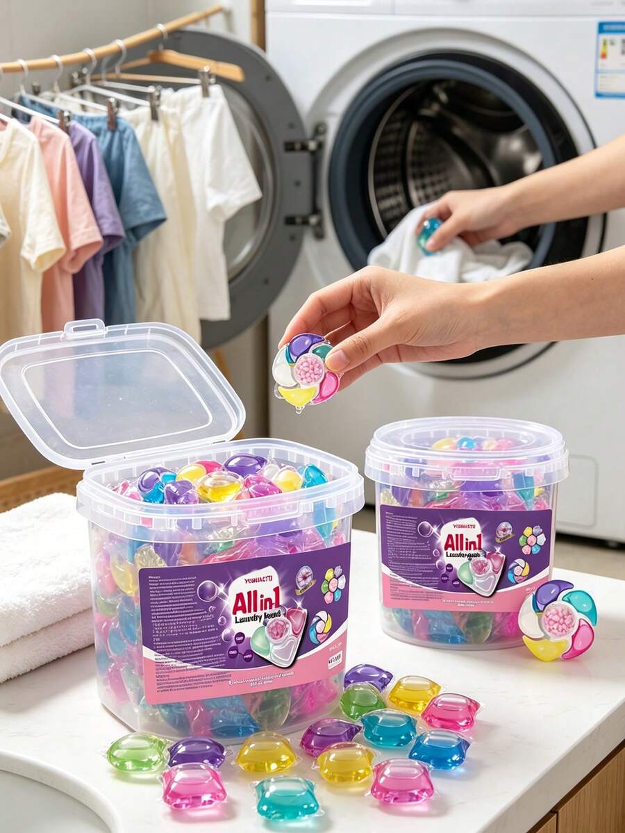 1.2L 6-In-1 Cleaning Laundry Gel Beads - Stain Remover And Long-Lasting Fragrance, Suitable For All Fabrics And Washing Machines In A Soluble Laundry Box