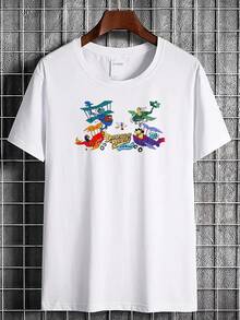 Classic Vintage-Style T-Shirt Featuring The Cartoon Characters Dastardly And Muttley In Their Flying Machines. This Soft And Breathable Urban Wear Is Designed For Men, Offering A Stylish And Slightly Unisex Casual Garment That Is Versatile And Comfortable. - [Banc] - View 1