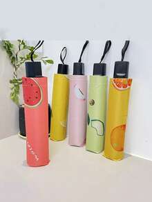 1 chiếc ô họa tiết trái cây, ô gấp cho học sinh, chống tia UV, chống nắng, che nắng, ô đa năng chống mưa và nắng cho nữ, ô chống gió, lớp phủ keo đen - Nhiều màu - Xem 4