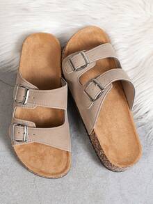 Sandal Fashion Pria dengan Sol Gabus dan Sol Dalam yang Nyaman, Tali yang Dapat Diatur, Gaya Selop Longgar, Cocok untuk Berjalan-jalan di Pantai Musim Panas, Unisex - Aprikot - View 5