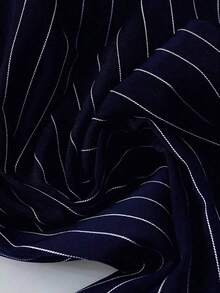 Pantalones casuales holgados de talle alto con rayas para mujer - Azul marino - Ver 5
