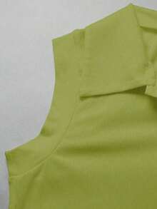 Elegante body de punto blanco con cuello vuelto y media cremallera, body de mujer para primavera/verano, ideal para vacaciones y playa - Verde - Ver 4