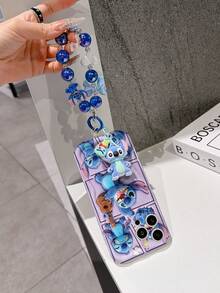 Disney Has Authorized, Phone Case - Chain Set, The Stitch Lilo & Stitch 3D Phone Case Plus A Silicone 3D Stitch Bracelet With Metallic Ring Removable Bracelet, Stitch And Angel Pattern, Compatible With Iphone17/16/15/14/13/12/11/XS/XR/X Plus Pro Max, A Stylish Cartoon Phone Case, The Perfect Gift Choice, Phone Protection, Durable Phone Cover, Great Gift For Friends And Family. - trắng - Xem 4