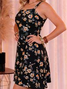 Women's Floral Dress With Wide Straps, Summer, Casual, Elegant, Comfortable - 因此 2 - 查看 2