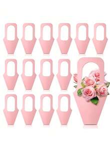 Bộ 5/10 túi quà hoa bằng giấy Kraft có tay cầm, thích hợp cho Ngày của Mẹ, Ngày Nhà giáo, Đám cưới, Sinh nhật, Tiệc tùng - Hộp hoa giấy Kraft màu hồng dành cho người bán hoa. - nhiều màu - Xem 6