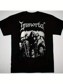 Eternal Life Band-T-Shirt, Unisex, Baumwolle, Retro-Stil, Rundhalsausschnitt, Kurzarm, bequem, atmungsaktiv, für verschiedene Jahreszeiten geeignet, perfektes Geschenk für Fans und Freunde, Streetwear-Outfit für Ostern - Schwarz - Übersicht 1