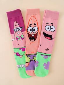 SpongeBob SquarePants 5雙隨機款 SquarePants 卡通中筒襪，適合街頭風與休閒穿搭，可愛校服與日常穿著 - 彩色 - 查看 16