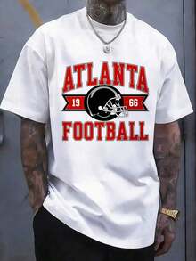 Camiseta Casual Nueva para Hombre, Diseño de Casco de Fútbol Americano Atlanta 1966, Camiseta Negra, Ropa Deportiva Casual para Hombre, Artículos Populares Adecuados para Eventos Deportivos, Fiestas, Salidas, Deportes y Otros Regalos Festivos - Blanco - Ver 2