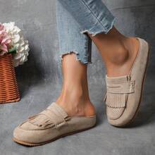 Women's Slip-On Loafers, Retro Flat Sandals, Versatile For School, Office, Casual Wear - Khaki - View 4