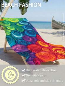 [Portable Quick-Dry Soft] Summer Absorbent Microfiber Beach Towel | 70*140/90*180cm With Storage Bag | Colorful Swirl Circle Pattern Print | Suitable For Swimming, Bathroom Decor, Beach Use, Camping, Fitness, Travel - Multicolor - View 5