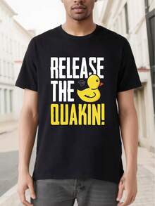Elease The Quackin Shirt Graphic Rubber Duck Funny T-Shirt - 黑色 - 查看 1
