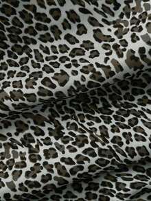Pantalones anchos de pierna negros con diseño de estampado de leopardo retro elegante, pantalones rectos con cintura elástica con cordón, uso casual, vuelta al colegio - Gris Oscuro - Ver 5
