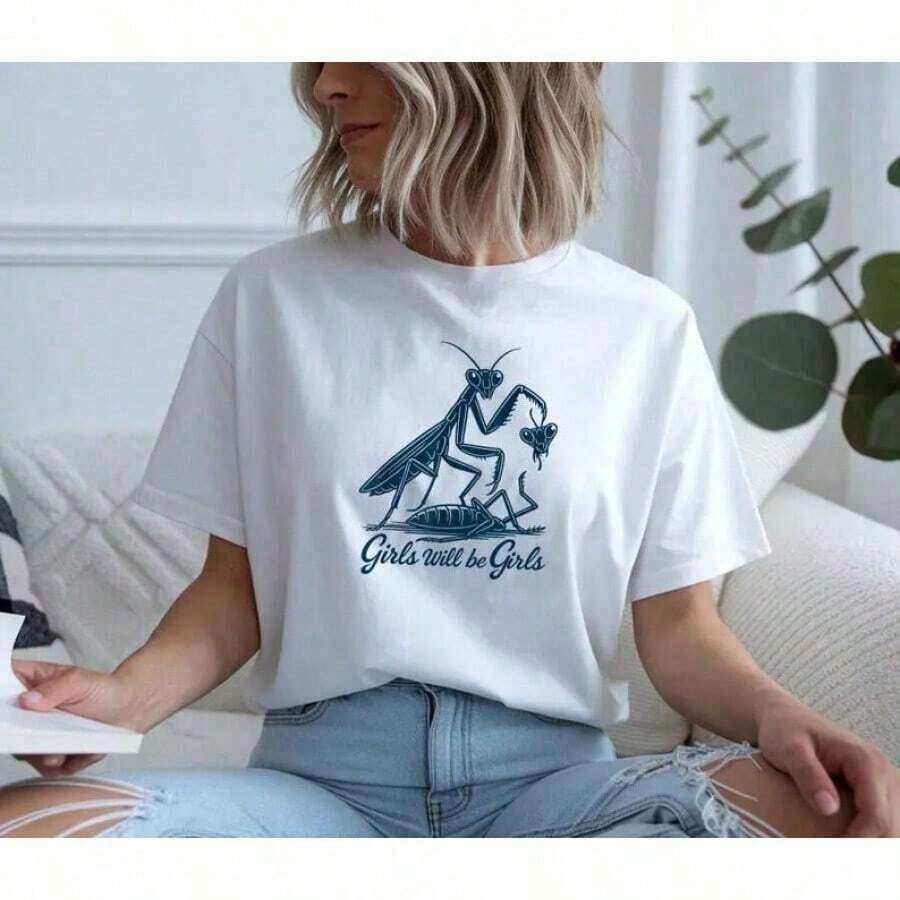 Women's 100% Cotton T-Shirts, Fun Women's T-Shirt With Retro Nature Graphic Print, Gift For Ladies - Unisex Everyday Wear For Women And Men - Simple Graphic Print T-Shirts For Women, Elegant Summer Blouses, Ideal Gift For Mother's Day - 白色 - 查看 1