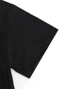Camisa de hombre con hombros caídos y bordado de flores - Negro - Ver 3