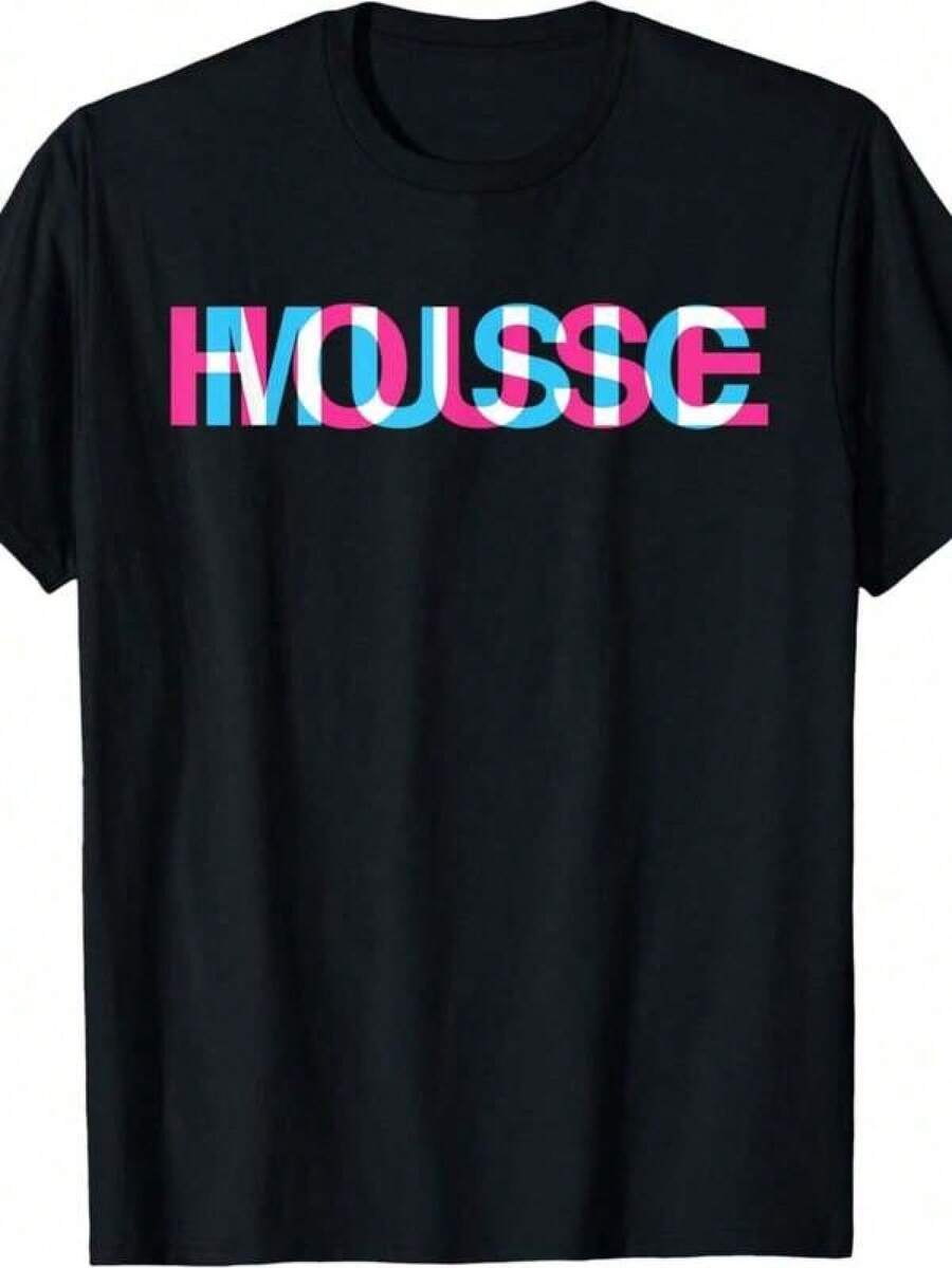1 pieza Camiseta de manga corta de cuello redondo holgada unisex de 180g, 100% algodón puro transpirable y suave, estilo Y2K Bababask con estampado gráfico moderno, ideal para mujer y hombre, perfecta para uso diario, festivales, conciertos y todas las estaciones - Negro - Ver 1