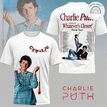 Charlie Puth Whenevers Clever Tour 3D Printed T-Shirt - 黑色 - 查看 1