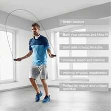 Jump Rope, Tangle-Free Rapid Speed Jumping Rope Cable With Ball Bearings For Women, Men & Kids, Adjustable Steel Jump Rope With Foam Handles For Home Gym Exercise Fitness Workout Equipment & Slim Body - Random Color - View 9