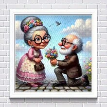 500片拼图 - 爷爷求婚主题 - 趣味家庭教育休闲游戏 - 完美的家居装饰礼物，办公室艺术品 - 50x50厘米/19.7x19.7英寸，创意挑战，理想的节日礼物 - 适合圣诞节、新年 - 彩色 - 查看 4