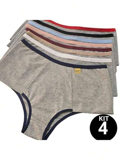 KIT 4 Calçola de Algodão Plus Size Lateral Dupla Conforto Calcinha Cotton Lingerie Confortável