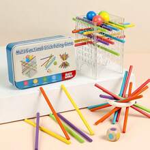 Children's Wooden Stick Balancing Game, Cognitive Training, Shape Matching Interactive Tabletop Toy, Early Education - 彩色 - 查看 2