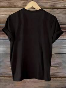 Women's Soft Fabric Short-Sleeved T-Shirt, V2K Style - Lemonade Print Design. Casual Summer T-Shirt With A Round Neck, Suitable For Everyday Wear, Family Gatherings, And Travel, Featuring Fun Prints And A Loose, Comfortable Fit. - 黑色 - 查看 2