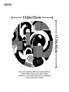 1/3/4件套现代抽象几何图案浴帘浴室套装，黑白欧普艺术圆形、线条和形状印花浴室配件，防水浴帘配12个挂钩，防滑浴室地毯，马桶盖套和U型垫，家居卧室浴室装饰，简约装饰艺术美学浴室装饰 - E - 查看 10