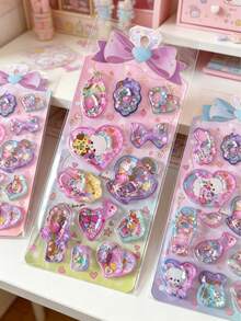 Cute Shiny Glitter Shaking Stickers 3D Glitter Heart Animal Decorative Stickers Suitable For Diary, Photo Album, Phone Case Decoration - Color - View 12