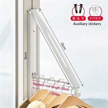 Invisible Folding Clothes Drying Rack, No-Drill Wall-Mounted Telescopic Hanger For Balcony & Window|  Home Organization - 黑色一個裝 - 查看 4