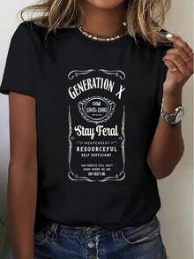 Camiseta Vintage Y2K para Mujer - Divertido Eslogan "A Nuestros Padres Todavía No Les Importa" y Estampado Gráfico Retro de los Años 60, Camiseta de Manga Corta con Cuello Redondo Suave para Uso Casual en Todas las Temporadas, Regalo Nostálgico y Humorístico para Adultos de la Generación X (Negra), Ropa de ViajePlayera - Negro - Ver 8