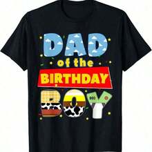 1 pieza de camiseta de decoración para fiesta familiar de cumpleaños de papá, mamá e hijo vaquero, 210 g, 100% algodón, los diseños están impresos. Unisexo. (Estilo retro, estilo casual, unisex) - Negro - Ver 6