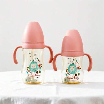 1/2 Packs PPSU Baby Bottles With Anti-Colic Silicone Nipples, 360° Gravity Suction Straw & Auto-Flow Nipple, Easy-Grip Handle, Lightweight Leak-Proof & Shockproof, Suitable For Newborns And Above
