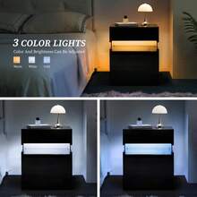 Modern Bedside Table / Wooden Bedside Table / Bedside Table With 3 Drawers / Easy To Assemble, Plenty Of Storage Space / For Bedroom, Living Room, Bedside Furniture - 黑色 - 查看 7