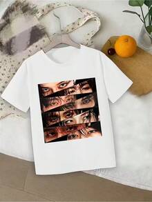 SKZ Group T-Shirt For Girls - Red Lettering And Member Portraits - Casual Short Sleeve T-Shirt With Soft Round Neck, Suitable For K-Pop Fans, Spring And Autumn Casual Wear, Loose Fit, Casual And Versatile T-Shirt - 白色 - 查看 7