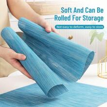 Place Mats Table Placemat Washable Non-Slip Heat Insulation Woven Vinyl Set Of 6 - Blue - View 9