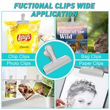 4/8pcs Stainless Steel T-Type Sealing Clips, Office File Folder Clamps, Kitchen Food Storage Bag Sealing Clips, Black/Silver - A - View 3