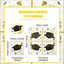 100/60/20pcs 13 * 13 Inch Graduation Season Themed Disposable Napkins, Black And Gold Graduation Hats, And Graduation Scrolls, Suitable For Graduation Parties, Graduation Ceremonies, Teacher Appreciation Events, Class Celebrations, Etc. - View 4