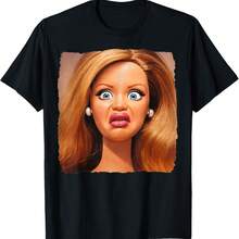 Funny Doll Face Meme Hilarious Disgusting Style Humor Art T-Shirt - 黑色 - 查看 1