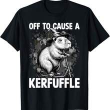 Off To Cause A Kerfuffle Funny Capybara Meme T-Shirt - Black - View 1