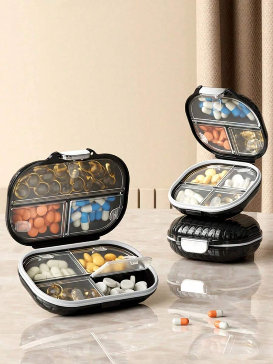 7-Day Waterproof Pill Organizer Box, Mini Plastic Pill Box With Pill Cutter, Random Color And Style, Portable Medication Storage Box