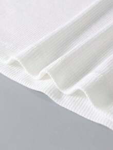 Top de tirantes corto de punto acanalado de unicolor minimalista para uso casual y diario de verano para mujeres - Blanco 3 - Ver 4