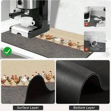 1pc Dish Drying Mat, Coffee Machine Mat, Absorbent Placemat, Fabric Texture, Beige And Gray Striped, Decorative Chicken Pattern, Suitable For Kitchen, Dining Table And Cafe, Multi-Purpose Drainage Pad, Home Gift, Tabletop Decor - XYLSD-338 - View 10