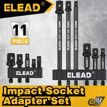 ELEAD 11件套1/4英寸六角柄重型CR-V钢冲击套筒适配器套装，通用银色六角形精密加工套筒转换器套件，适用于汽车维修、DIY项目和电动工具，男士实用工具礼品 - 14-Piece Impact Socket Adapter Set - 查看 2