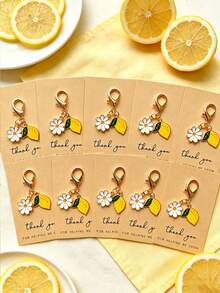40pcs/20pcs/10pcs/5pcs Lemon Theme Keychain & Thank You Card Gift Set - Perfect Gift For Spring/Summer Events, Birthday Parties, Weddings, Lemon Theme Picnics, Anniversaries Or Vintage Style Gatherings - One Size Fits All - View 5