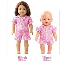 2Pcs Doll Pajama Outfit Fits 16-18 Inch American Girl Doll, Cute Sleepwear Clothes Set For Doll Dress Up Gift For Girls - Multicolor - View 14