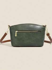 PU Material Women's Crossbody Bag, Retro Auspicious Elephant Retro Pattern Shoulder Bag. Adjustable Strap Can Be Worn As Shoulder Bag. Zipper Design At Back To Separate Storage For Phone, Keys, Lipstick, Tissues Etc. Suitable For Commuting And Shopping, Small Size With Large Capacity - Multicolor - View 8