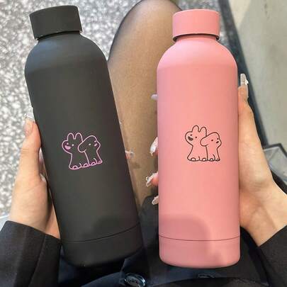 1pc - 500ml/16.9oz High-Quality Solid Color Mug, Minimalist Dog Design, Fashionable Stainless Steel Insulated Water Bottle, Suitable For Outdoor, Fitness, Travel, Best Gift Choice