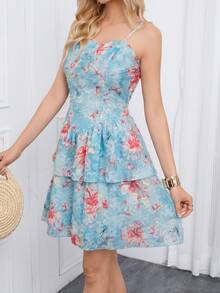 Váy bánh kem nhiều tầng in hoa phong cách Bohemian thanh lịch dễ thương - Nhiều màu - Xem 3