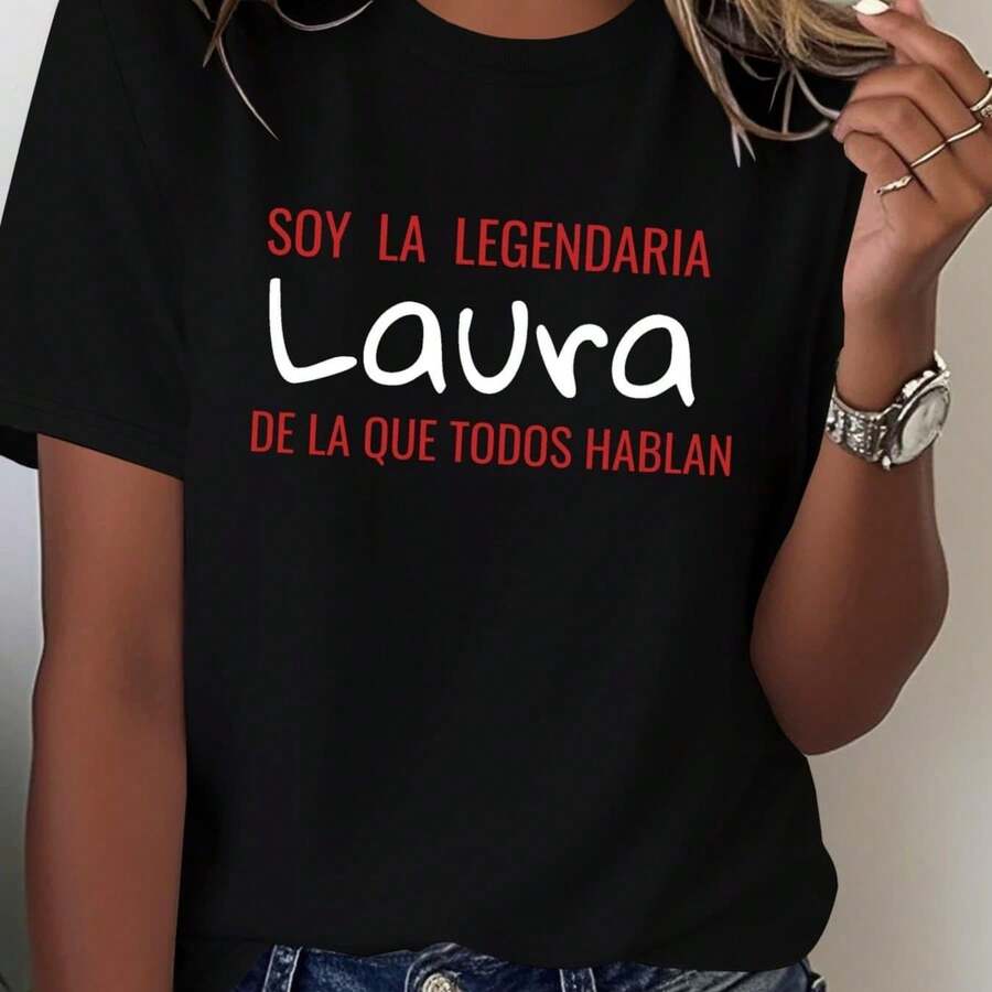 Camiseta Mujer Cuello Redondo Manga Corta Candy Candy Anime Retro Casual - Negro - Ver 1