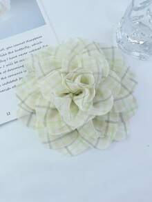 20cm Refreshing Plaid Fabric Handmade Large Rose Flower Brooch, Suitable For Dresses And Vacation Outfits - Roses - View 7