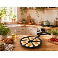1pc Creative Multi-Hole Frying & Baking Pan/6-Cup Heart-Shaped Non-Stick Egg Pan/New Aluminum Alloy Egg Cooker For Home Kitchen/Multi-Function Breakfast Pan/6-Hole Creative Non-Stick Breakfast Pan - View 3
